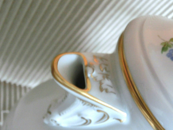 マイセン(Meissen)　コーヒーポット　ピンクローズ・勿忘草　金縁　1級品
