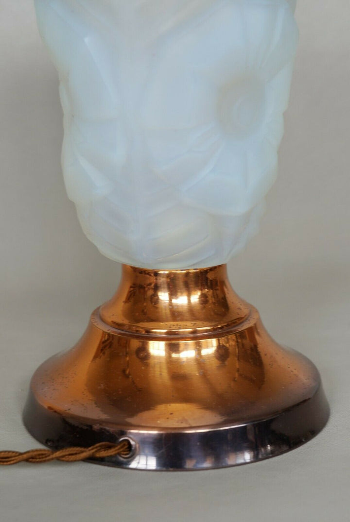 シャルル・ラン　乳白色のガラスのアールデコランプ　1930年　フランス製