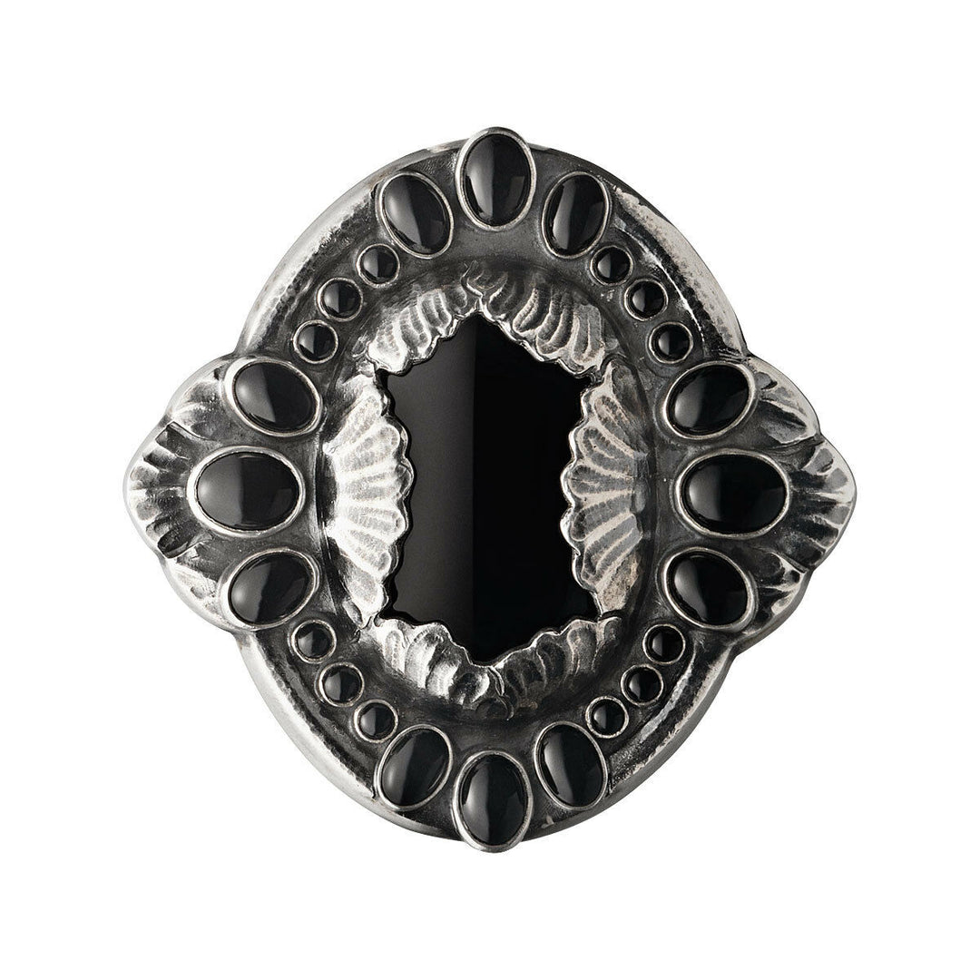 GEORG JENSEN Sterling Brooch #1 w. Black Agate. Anniversary. Silver. 1904-2014