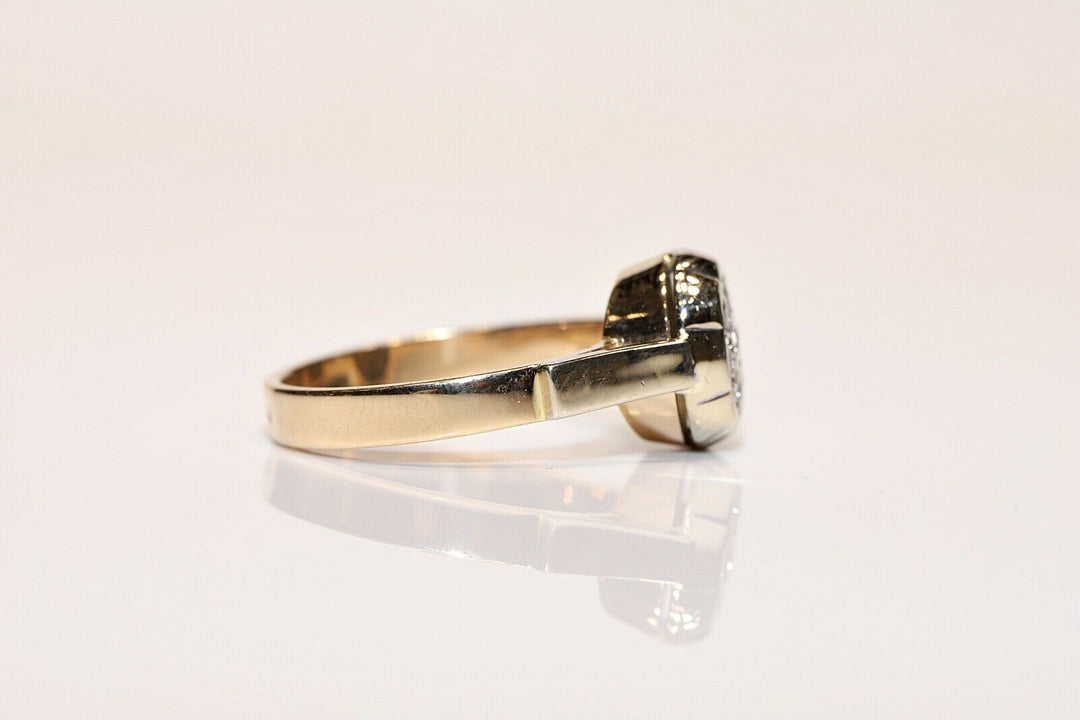 オールド オリジナル 14K ナチュラルダイヤモンドのロシアンリング