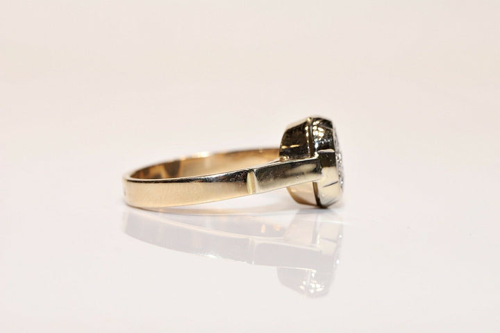 オールド オリジナル 14K ナチュラルダイヤモンドのロシアンリング