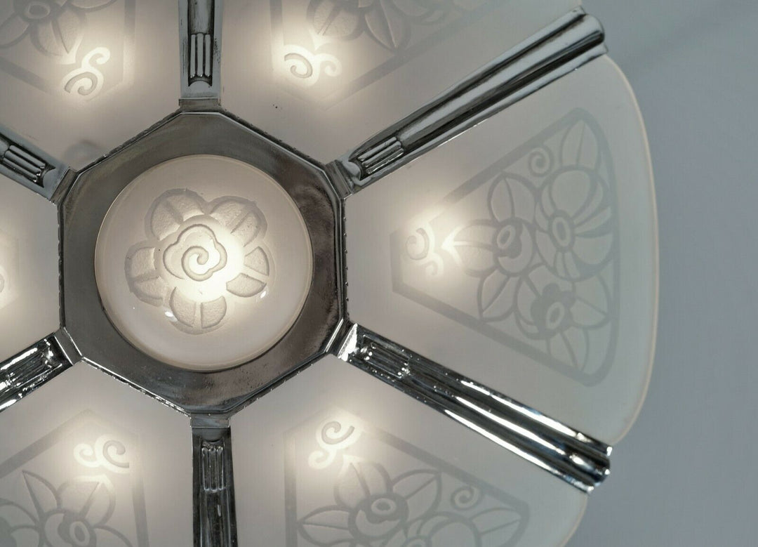 LEON HUGUE : FRENCH ART DECO CHANDELIER ...... 1930 France muller degué era lamp