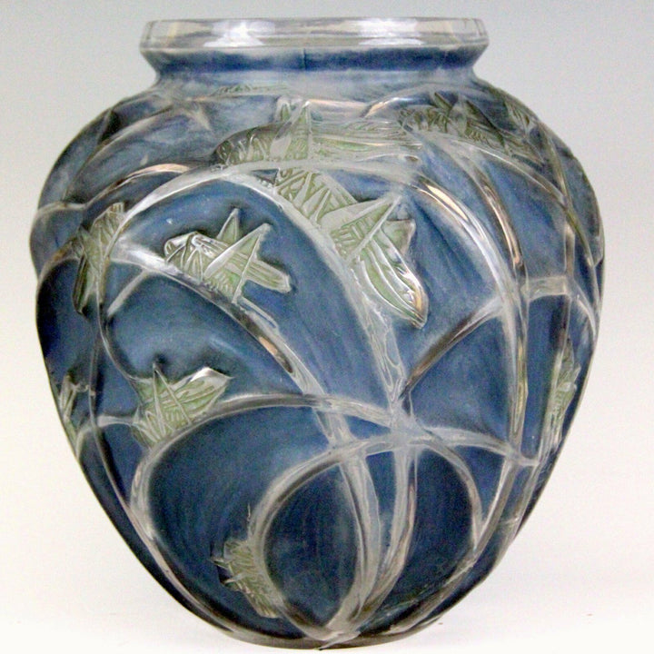 Exceptionnel Vase boule modèle "Sauterelles" René LALIQUE signé création 1912