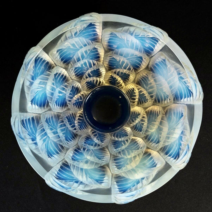 Vase Moissac Opalescent René Lalique R.Lalique Opalescence Glass Leaves