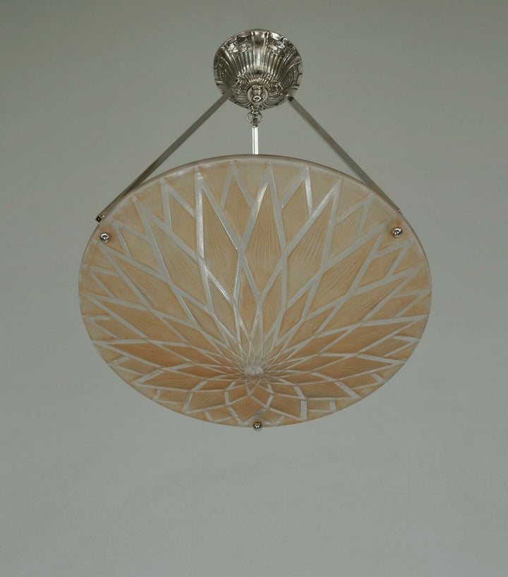 Pierre d'Avesn LORRAIN DAUM : A FRENCH 1930 ART DECO PENDANT . CHANDELIER