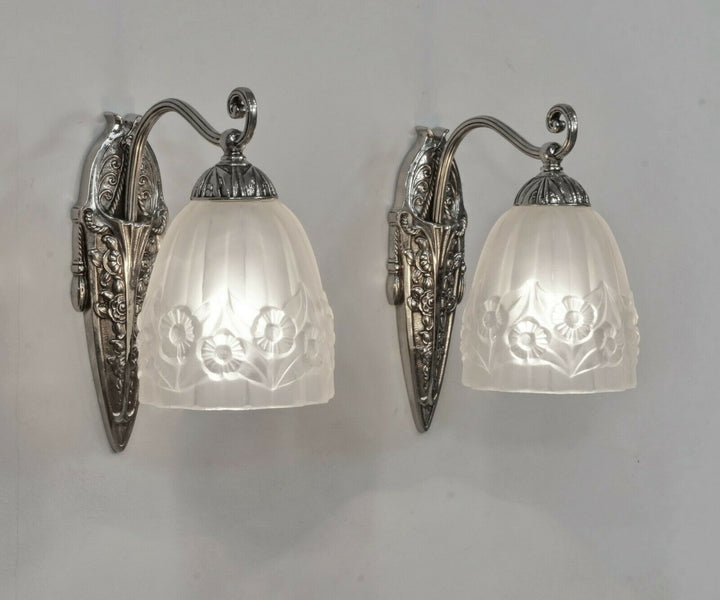 GILLES & DEGUÉ : pair of 1930 French art deco wall sconces ... muller era France