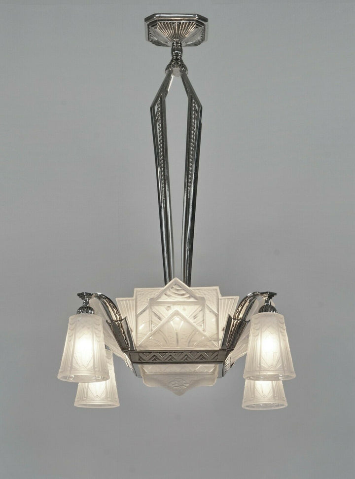 H.PETITOT & Muller frères : FRENCH 1930 ART DECO CHANDELIER ........... France