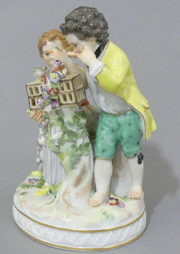 ⚔ Meissen Figur G 91 Paar Allegorie Frühling Vogelkäfig - Vier Jahreszeiten TOP