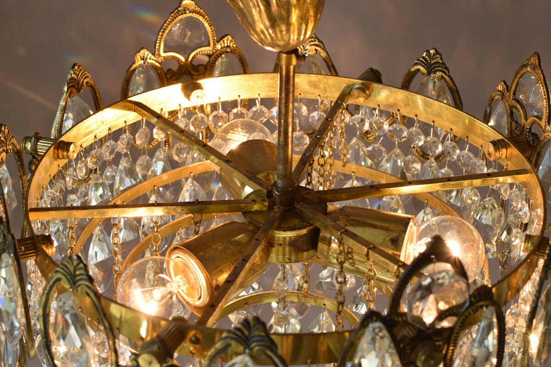 Flush Antique Vintage Crystal Chandelier, Lighting Low Ceiling Pendant Light