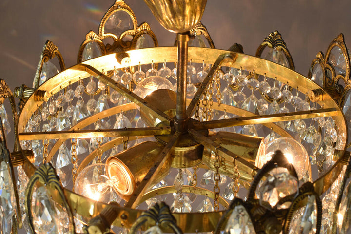 Flush Antique Vintage Crystal Chandelier, Lighting Low Ceiling Pendant Light