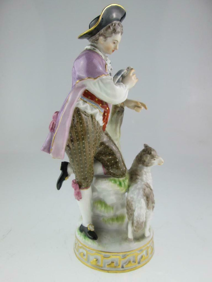 Large Antique 19th Century Meissen Porcelain Figure Shepherd Circa 1860