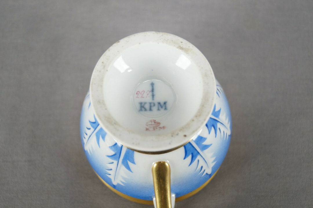 KPM Berlin Hand Painted Blue Leaves & Gold Empire Form Cup Circa 1837-1844
