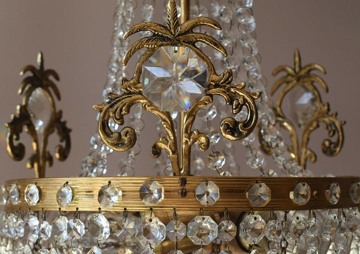 Ornate Antique/ Vintage Crystal Chandelier, Hallway Lighting Light Pendant Lamp