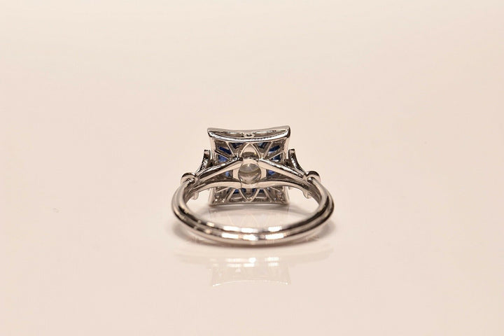 オールド 18K アールデコ ナチュラルダイヤモンドとサファイアのリング