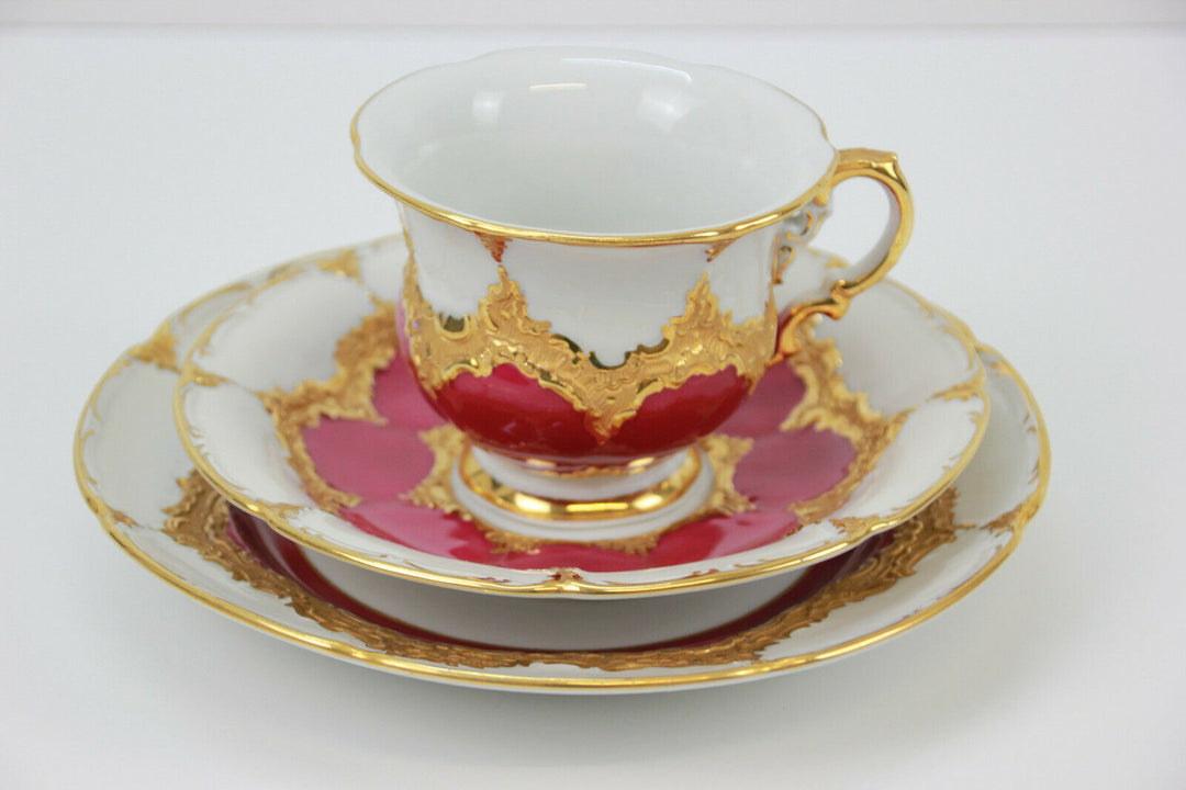 MEISSEN B-FORM PRUNK KAFFEEGEDECK KAFFEETASSE MIT GOLDRAND 1.WAHL