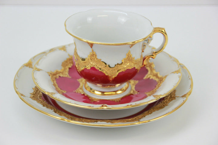 MEISSEN B-FORM PRUNK KAFFEEGEDECK KAFFEETASSE MIT GOLDRAND 1.WAHL