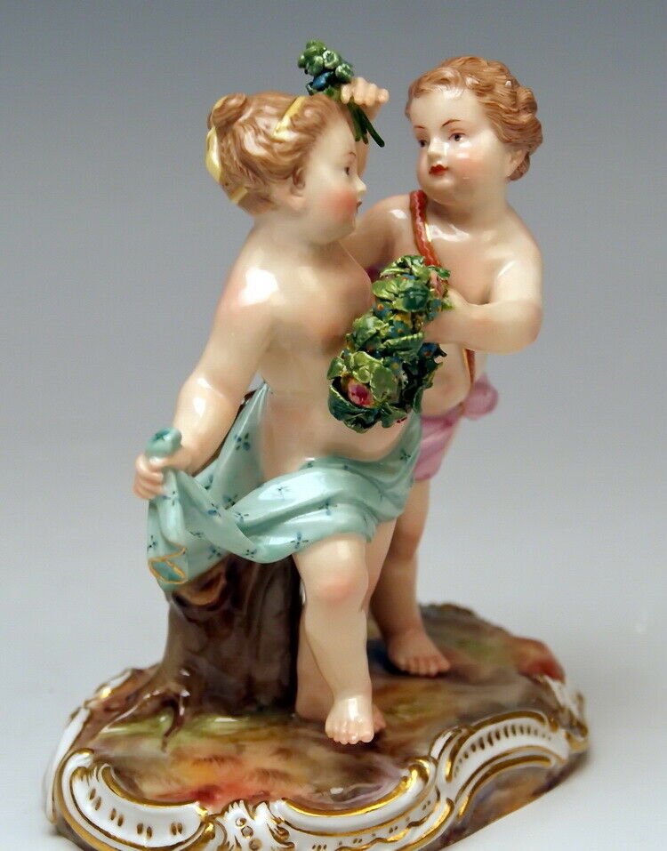 邁森 MEISSEN マイセン FIGUR AMORETTEN GRUPPE TANZENDES PAAR 2 GENIEN MNR: 2996 UM 1850