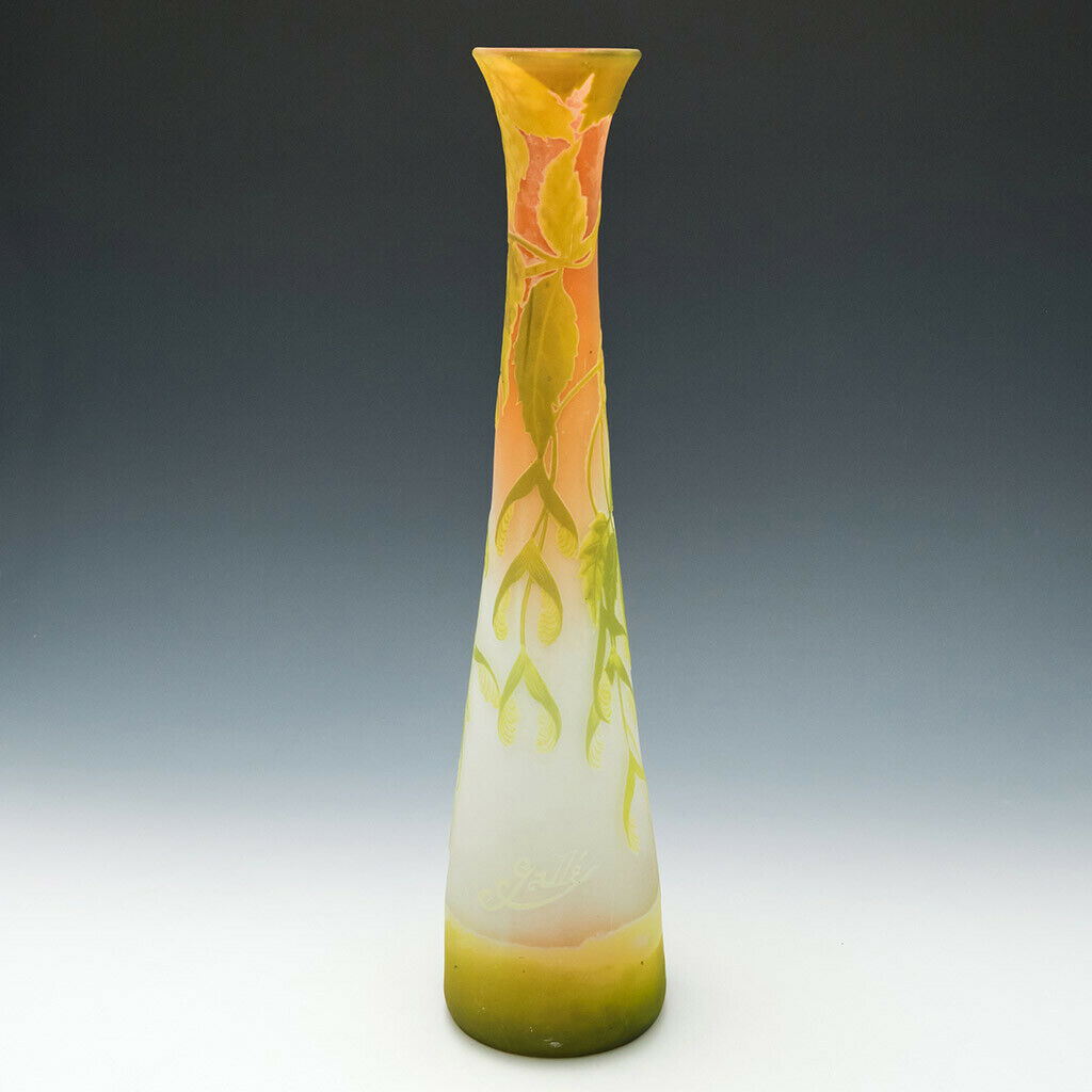A Tall and Very Fine Emille Galle Cameo Glass Vase c1900