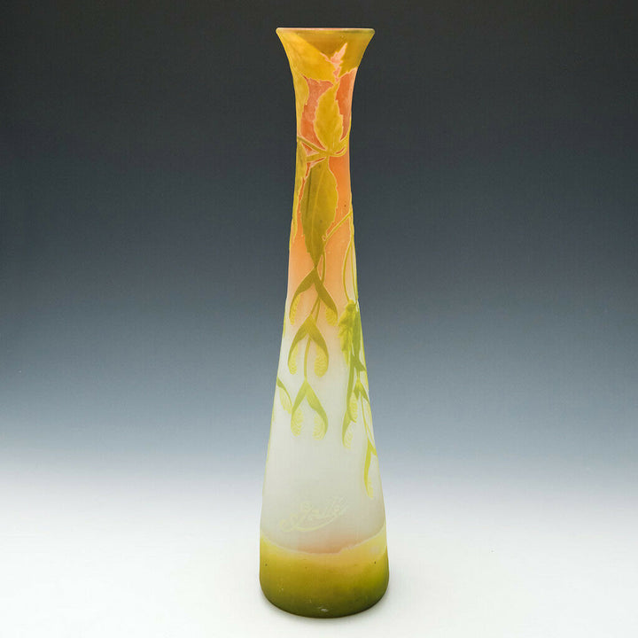 A Tall and Very Fine Emille Galle Cameo Glass Vase c1900