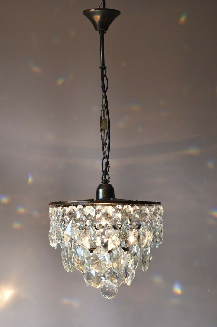 Mini Vintage Crystal Chandelier in Antique French Style Lighting Pendant Lamp