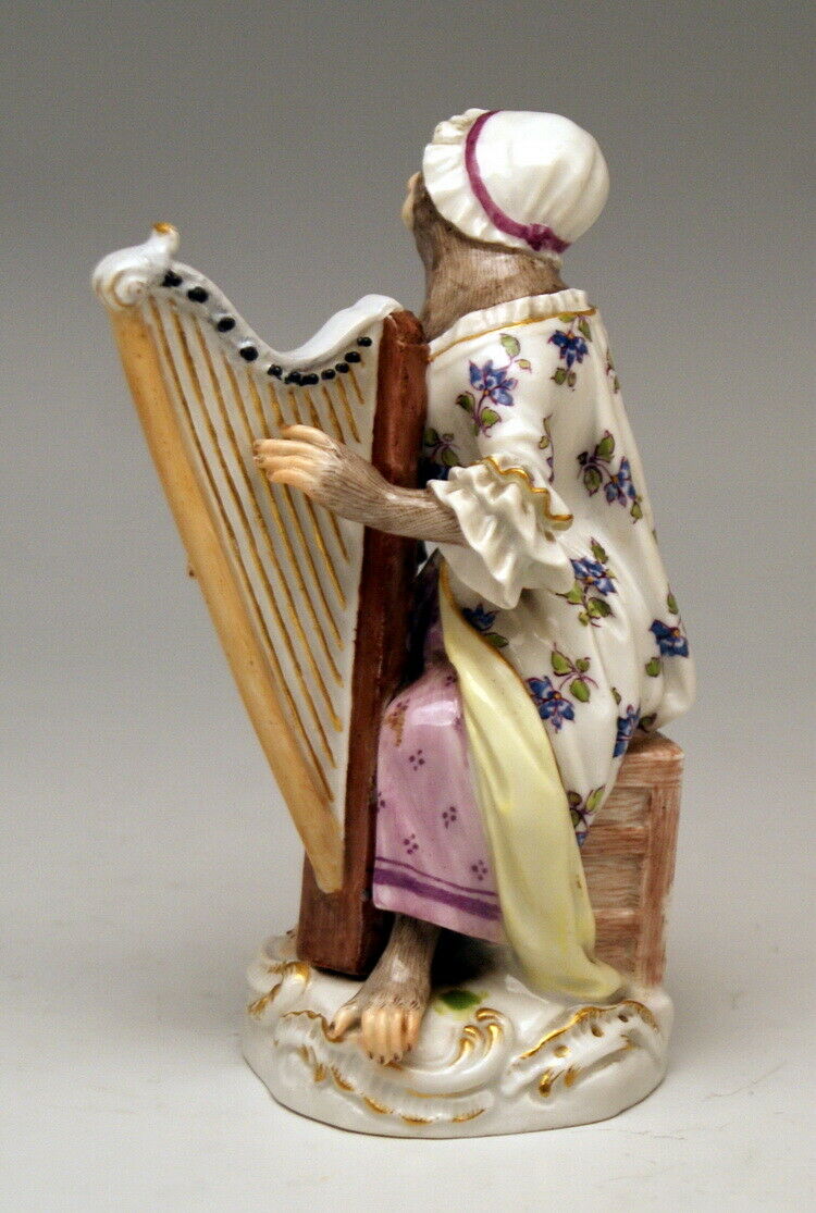 邁森 MEISSEN マイセン FIGUR AFFENKAPELLE HARFENISTIN MONKEY ORCHESTRA NR: 20 UM 1860