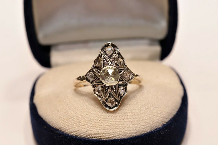 アンティーク オリジナル ヴィクトリアン 14K ナチュラルローズカットダイヤモンドのリング