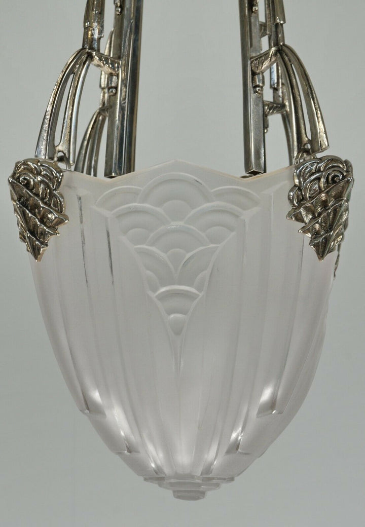 MAYNADIER & SCHNEIDER : FRENCH 1930 ART DECO CHANDELIER lamp pendant muller era