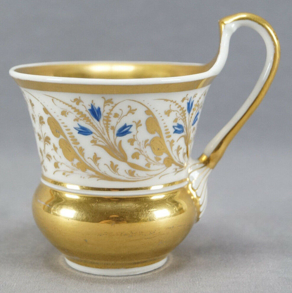 KPM Berlin Hand Painted Blue & Gold Floral Scrollwork Empire Form Cup C. 1820-40