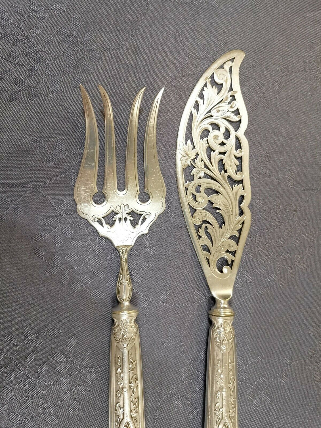 Solid Silver Puiforcat Modern Foliage Covered Service A Fish l2