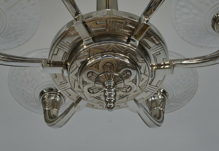 RANC & MULLER : FRENCH 1930 ART DECO CHANDELIER #3 .. lamp degue daum era France