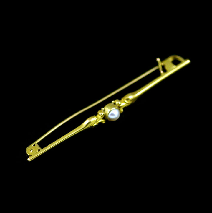 Georg Jensen. 14k Gold Brooch with Pearl #181. 1933-1944 Hallmarks