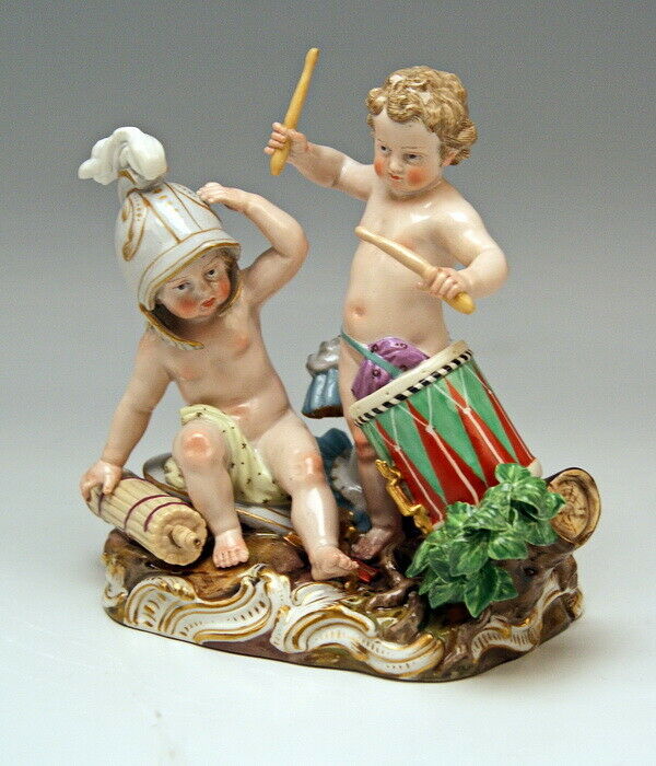 マイセン人形(MEISSEN)「ドラムを持つ二人の天使(ケルビム)」