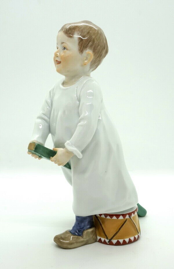 MEISSEN FIGUR マイセン HENTSCHELKIND KNABE AUF STOCK REITEND MNR: W119 UM 1924 - 34