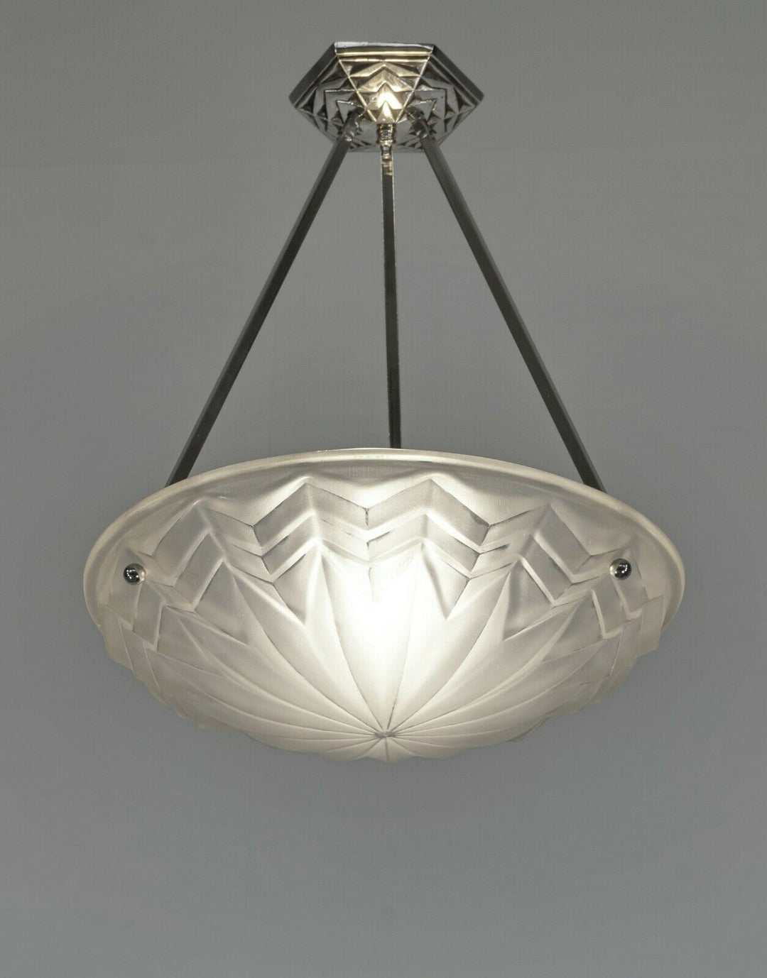 DEGUE : FRENCH 1930 ART DECO PENDANT ........ chandelier lamp muller era France