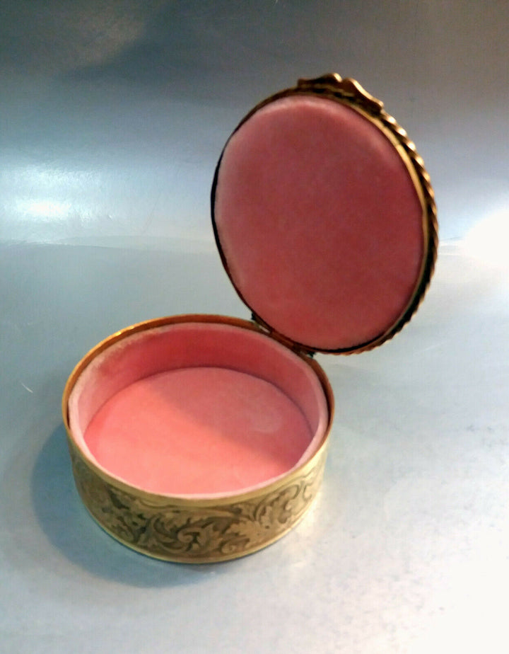Antique French Gilt Bronze Jewelry Box with Miniature Portrait