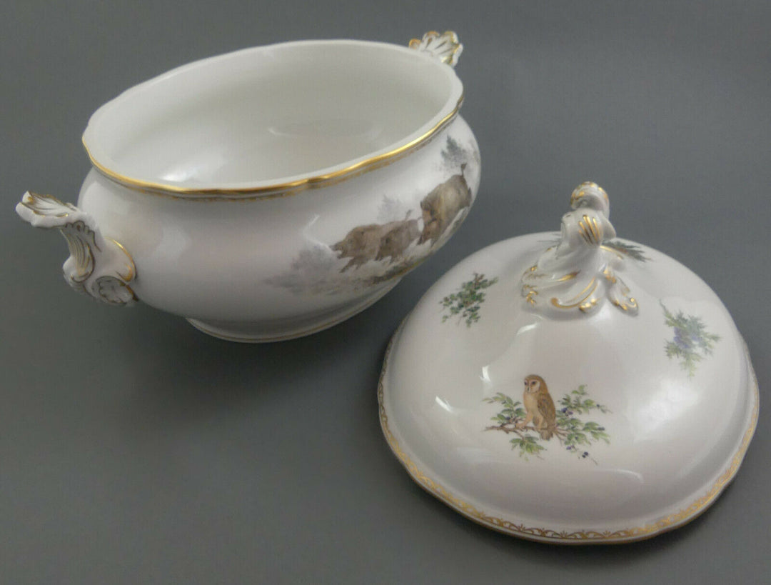 ⚔ Meissen 邁森 Terrine 00028 Volumen 3,5 Liter Wildmalerei Ridinger TOP 1.Wahl