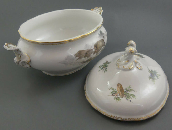 ⚔ Meissen 邁森 Terrine 00028 Volumen 3,5 Liter Wildmalerei Ridinger TOP 1.Wahl