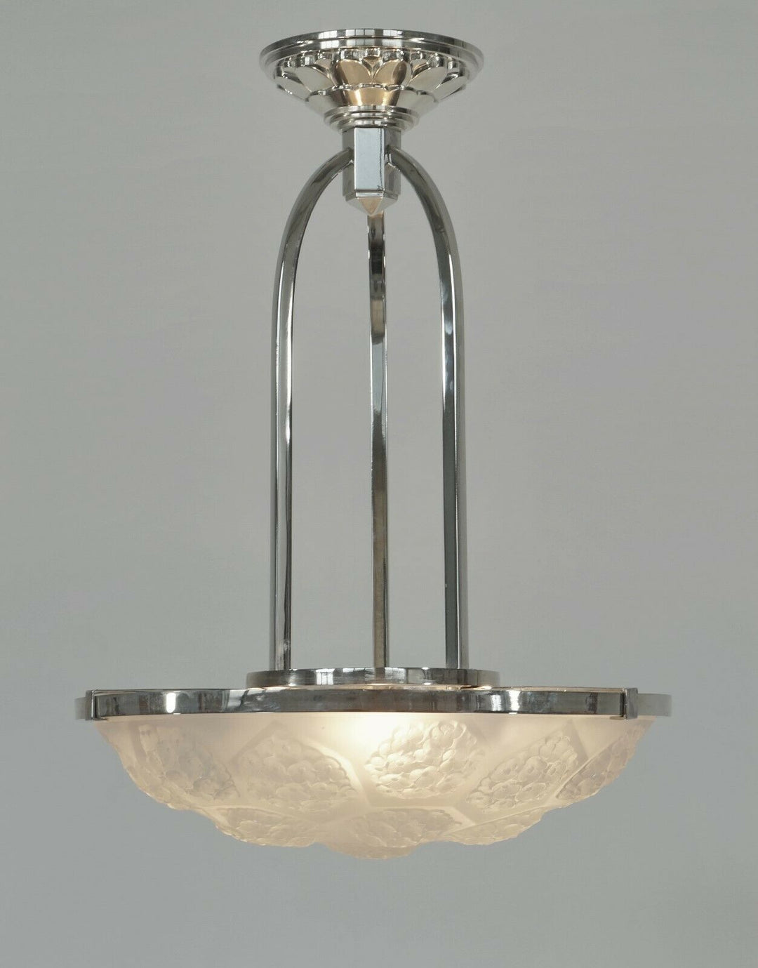 ETLING : FRENCH 1930 ART DECO CHANDELIER .......... pendant modernist lamp 1935