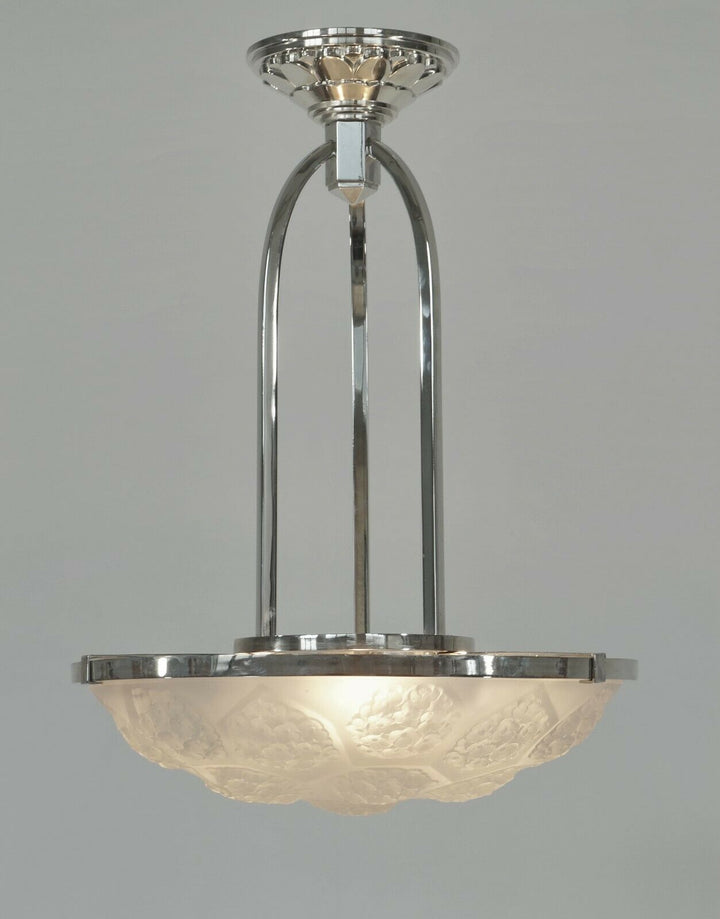 ETLING : FRENCH 1930 ART DECO CHANDELIER .......... pendant modernist lamp 1935