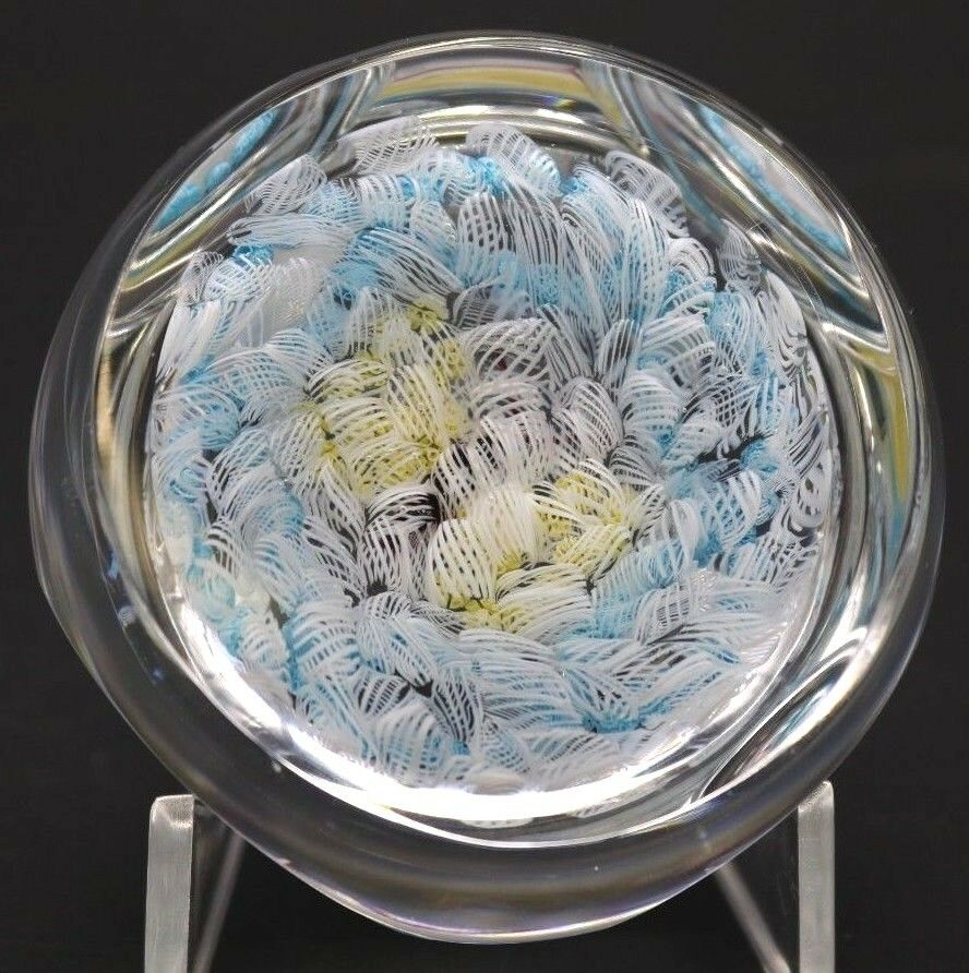 Large DAZZLING Multifaceted BACCARAT Millefiori BUTTERFLY Art Glass PAPERWEIGHT