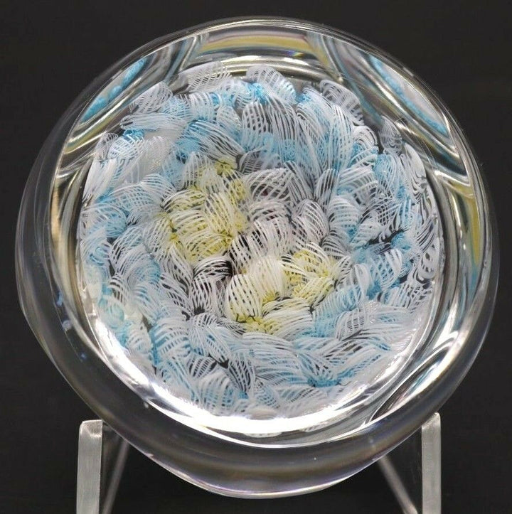 Large DAZZLING Multifaceted BACCARAT Millefiori BUTTERFLY Art Glass PAPERWEIGHT