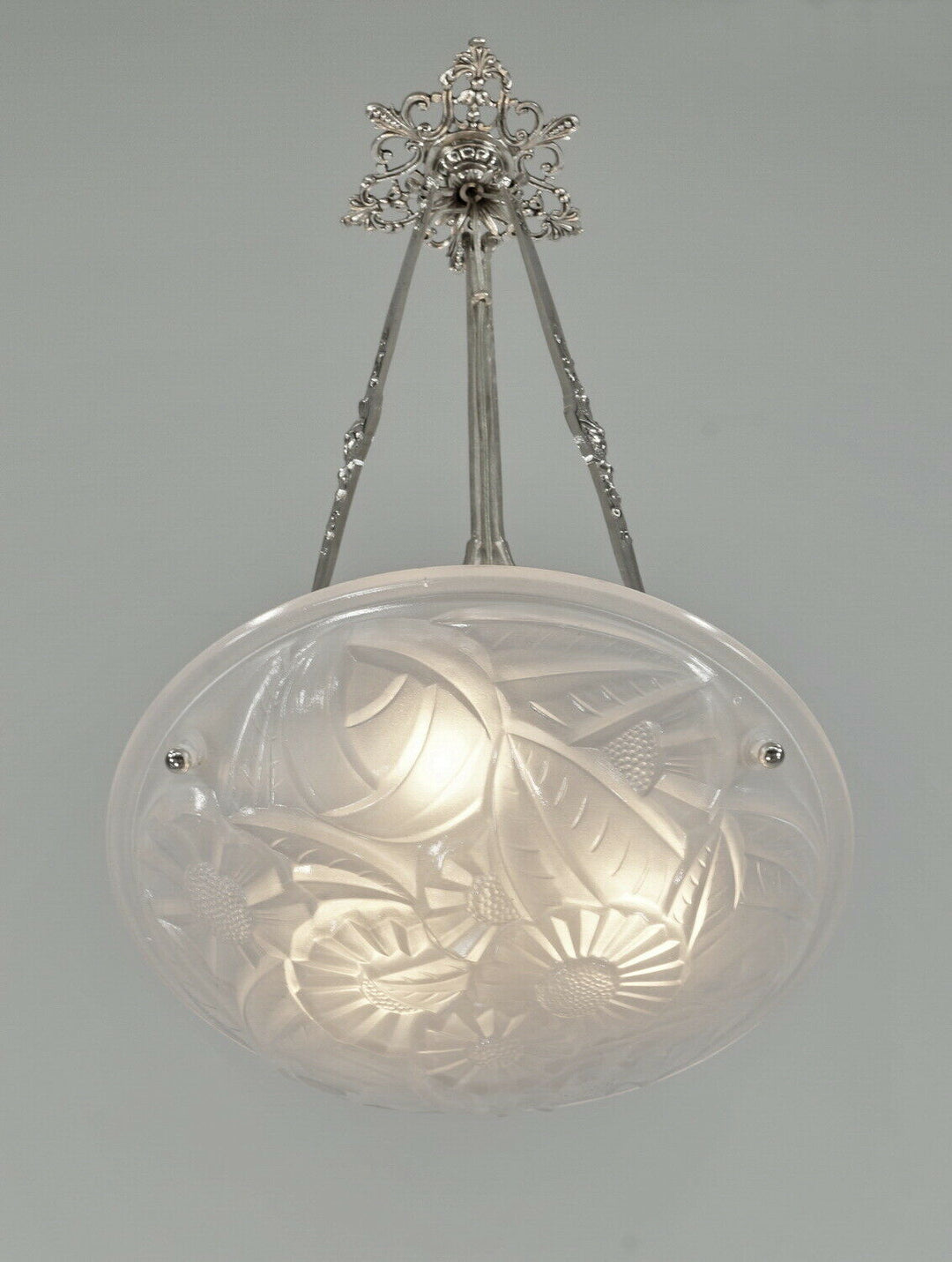 DEGUE : FRENCH 1930 ART DECO CHANDELIER ... pendant lustre lamp lampe muller era