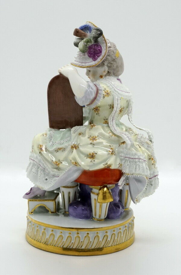 邁森 MEISSEN マイセン FIGUR MÄDCHEN HUND SPIEGEL SELBSTERKENNTNIS MNR: F50 UM 1850