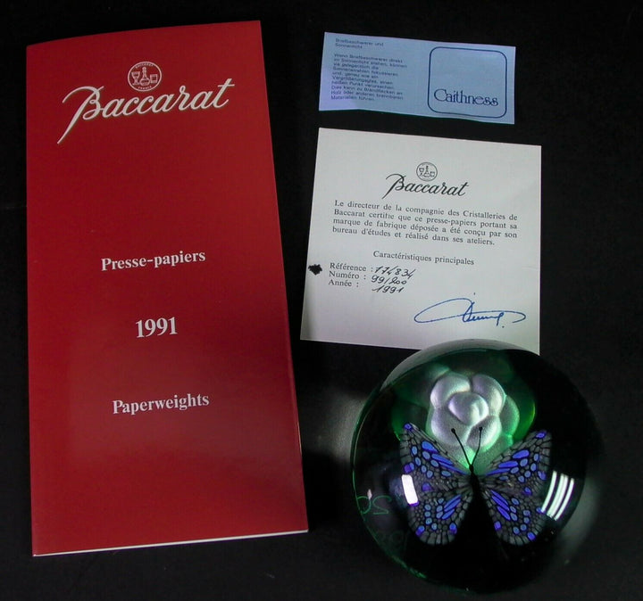 orig. BACCARAT Paperweight presse-papiers BUTTERFLY - limit. 99/200 - Zertifikat