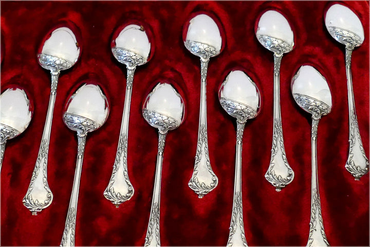 Debain French Sterling Silver 18K Gold Tea Service 14 pc w/original box Rococo