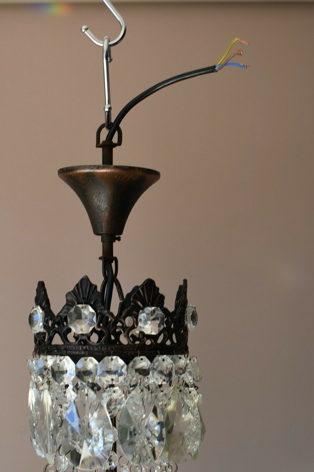 Antique/ Vintage Lighting, Old Crystal Chandelier,Hom