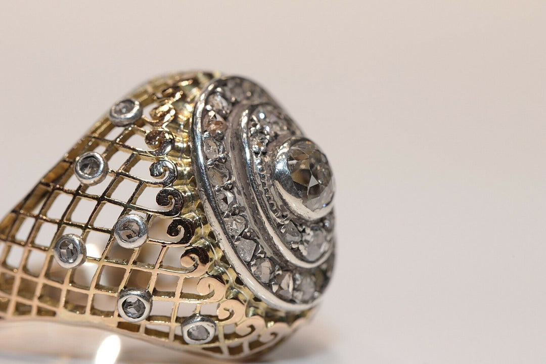 アンティーク 14K ナチュラルダイヤモンドとローズカットダイヤモンドのヴィクトリアンリング