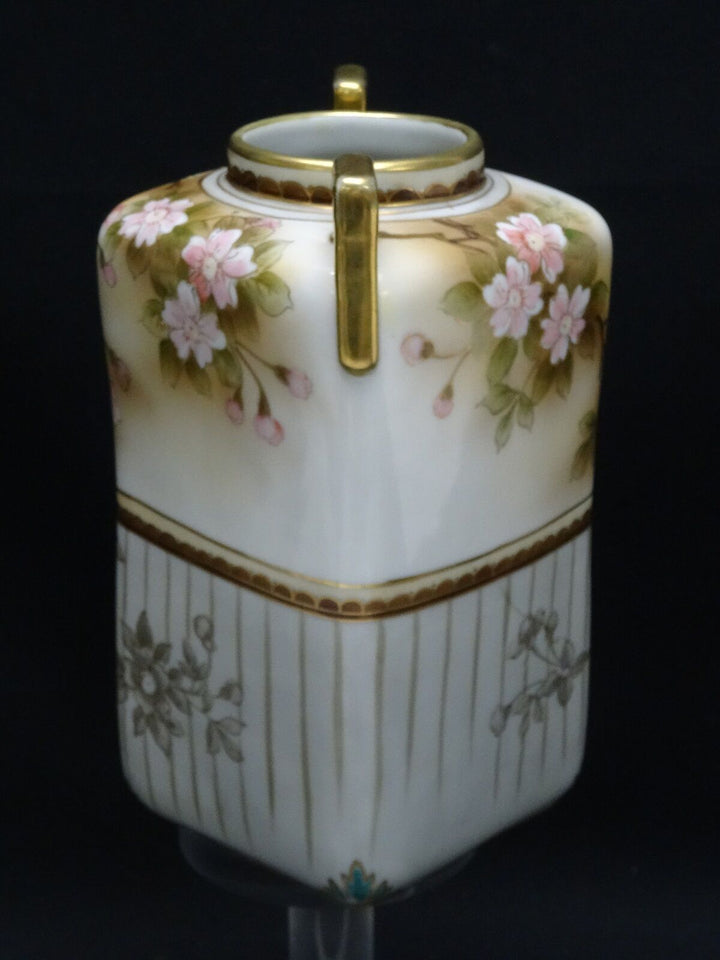 RARE ANTIQUE c.1911 MORIMURA NORITAKE HAND PAINTED GILDED FLORAL VASE ~ 8"