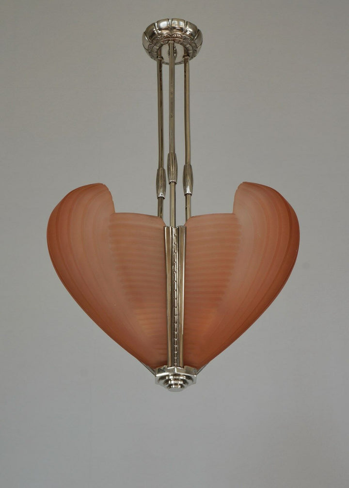 PETITOT : FRENCH 1930 ART DECO CHANDELIER cleopatra ................. muller era