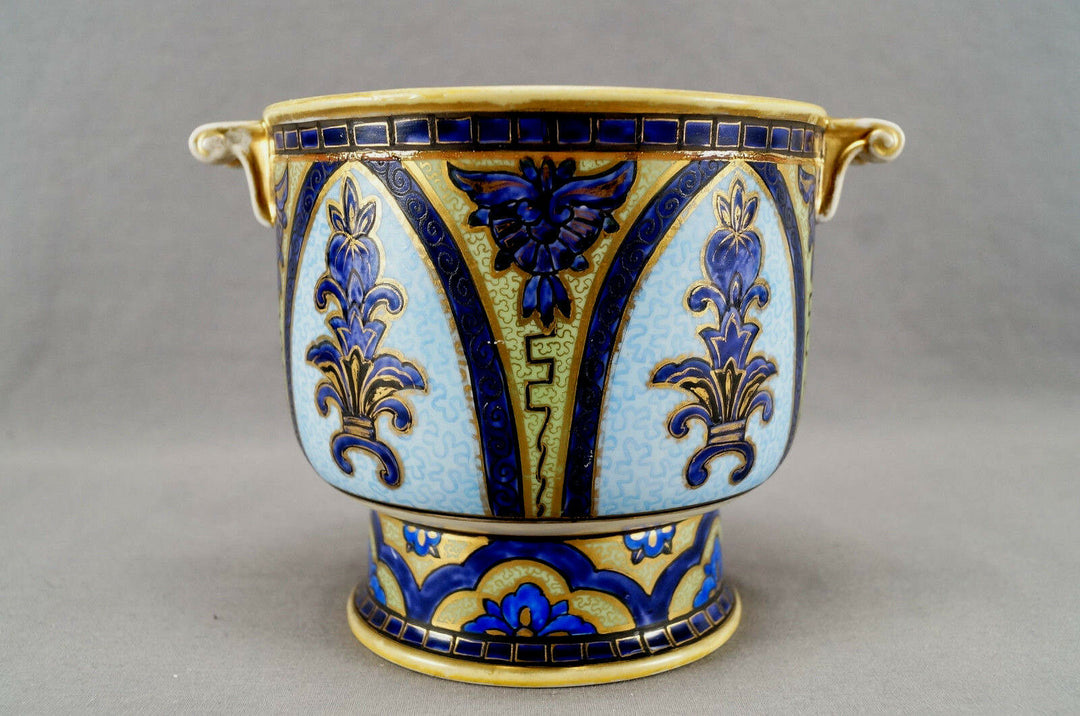 Nippon Morimura Purple Cobalt Blue Bright Blue Green & Gold Floral Arch Planter